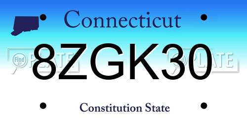 8ZGK30 Connecticut License Plate