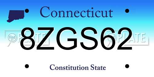 8ZGS62 Connecticut License Plate
