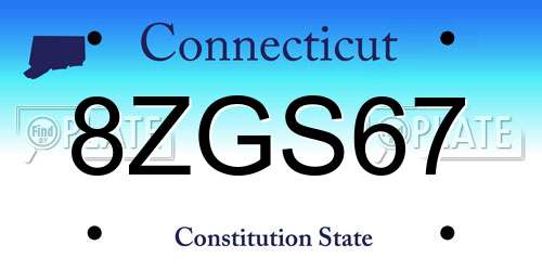 8ZGS67 Connecticut License Plate