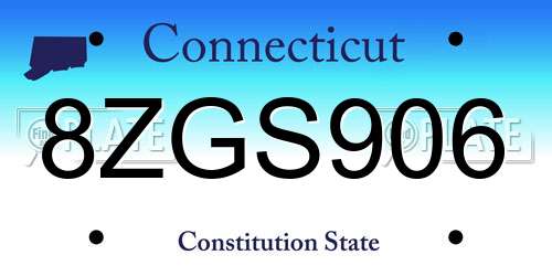 8ZGS906 Connecticut License Plate