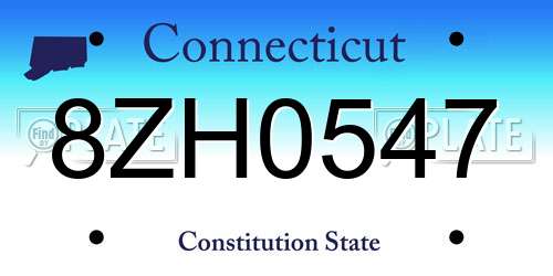 8ZH0547 Connecticut License Plate