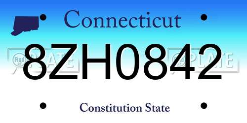 8ZH0842 Connecticut License Plate