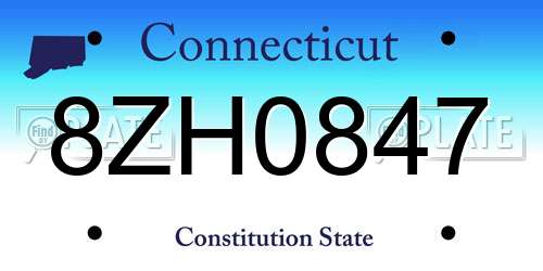 8ZH0847 Connecticut License Plate