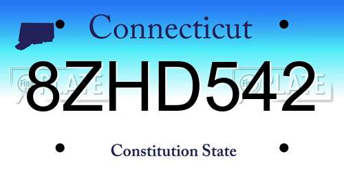 8ZHD542 Connecticut License Plate