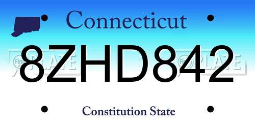 8ZHD842 Connecticut License Plate