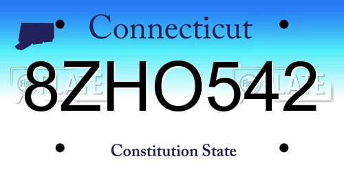8ZHO542 Connecticut License Plate