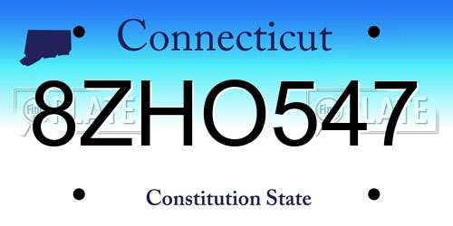 8ZHO547 Connecticut License Plate