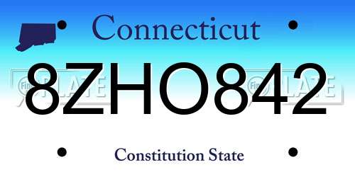 8ZHO842 Connecticut License Plate