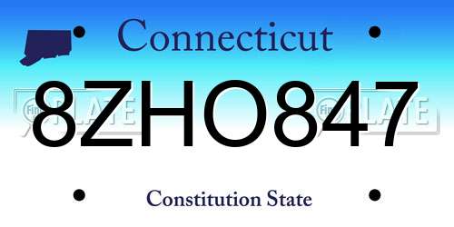 8ZHO847 Connecticut License Plate