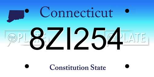 8ZI254 Connecticut License Plate