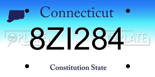 8ZI284 Connecticut License Plate