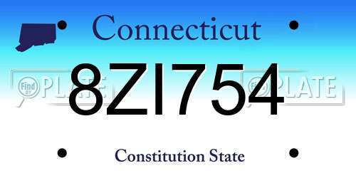 8ZI754 Connecticut License Plate