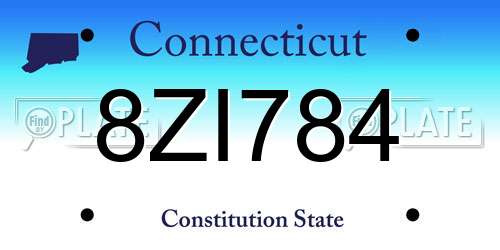 8ZI784 Connecticut License Plate