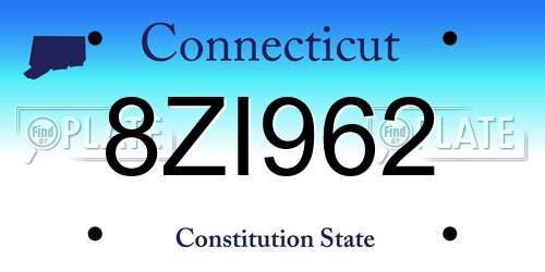 8ZI962 Connecticut License Plate