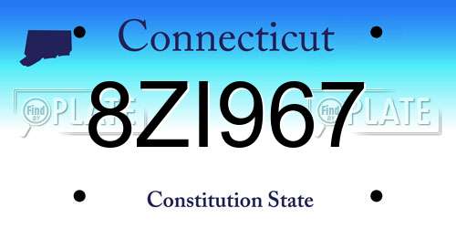 8ZI967 Connecticut License Plate