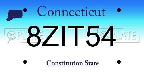 8ZIT54 Connecticut License Plate