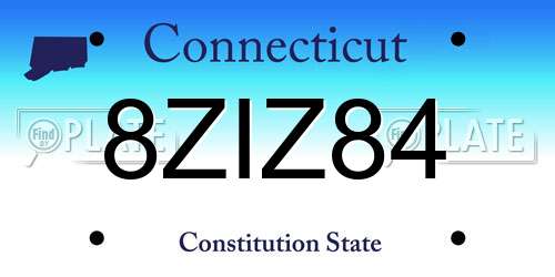 8ZIZ84 Connecticut License Plate
