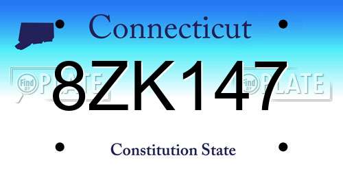 8ZK147 Connecticut License Plate