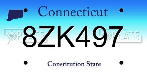 8ZK497 Connecticut License Plate