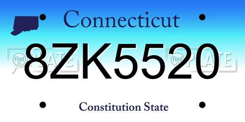 8ZK5520 Connecticut License Plate