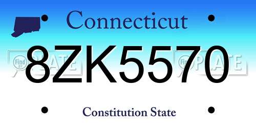 8ZK5570 Connecticut License Plate