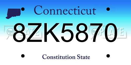 8ZK5870 Connecticut License Plate