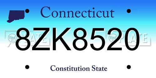 8ZK8520 Connecticut License Plate
