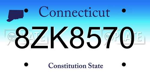 8ZK8570 Connecticut License Plate