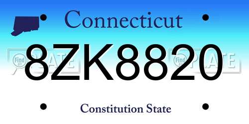 8ZK8820 Connecticut License Plate