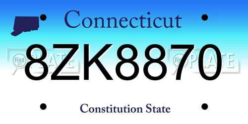 8ZK8870 Connecticut License Plate