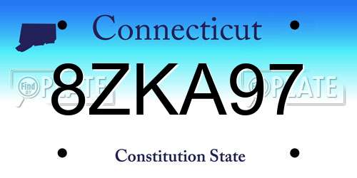 8ZKA97 Connecticut License Plate