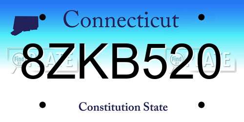 8ZKB520 Connecticut License Plate