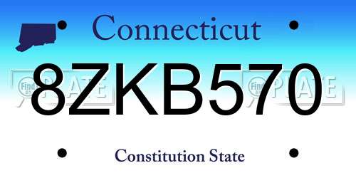 8ZKB570 Connecticut License Plate