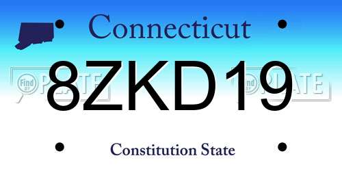 8ZKD19 Connecticut License Plate