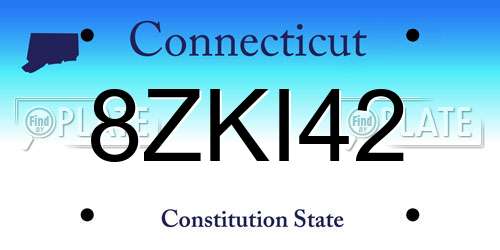 8ZKI42 Connecticut License Plate
