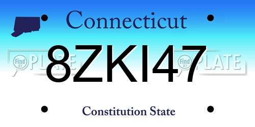 8ZKI47 Connecticut License Plate