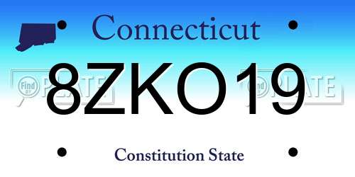 8ZKO19 Connecticut License Plate