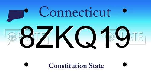 8ZKQ19 Connecticut License Plate