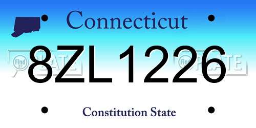 8ZL1226 Connecticut License Plate