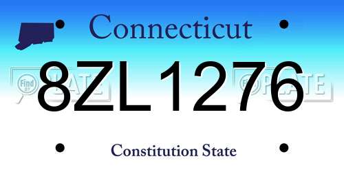 8ZL1276 Connecticut License Plate