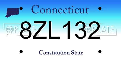 8ZL132 Connecticut License Plate