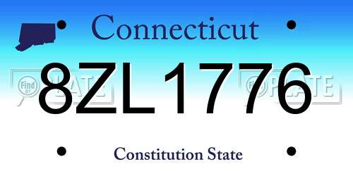 8ZL1776 Connecticut License Plate