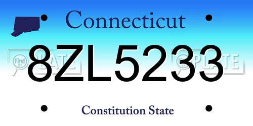 8ZL5233 Connecticut License Plate
