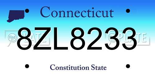 8ZL8233 Connecticut License Plate
