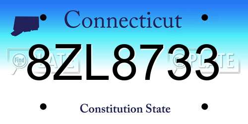 8ZL8733 Connecticut License Plate