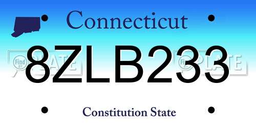 8ZLB233 Connecticut License Plate