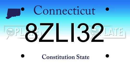 8ZLI32 Connecticut License Plate