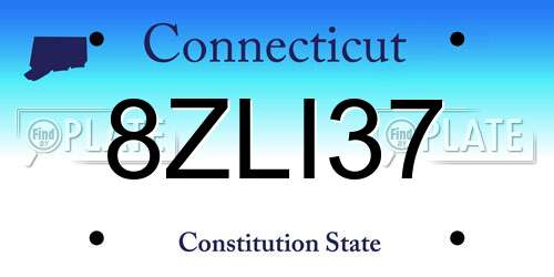 8ZLI37 Connecticut License Plate