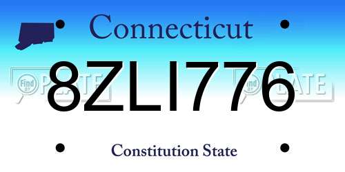 8ZLI776 Connecticut License Plate