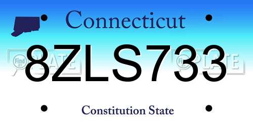 8ZLS733 Connecticut License Plate